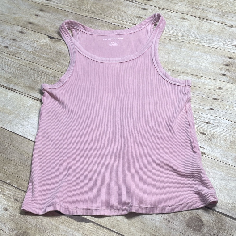 American Eagle Pink Ribbed Tank Top